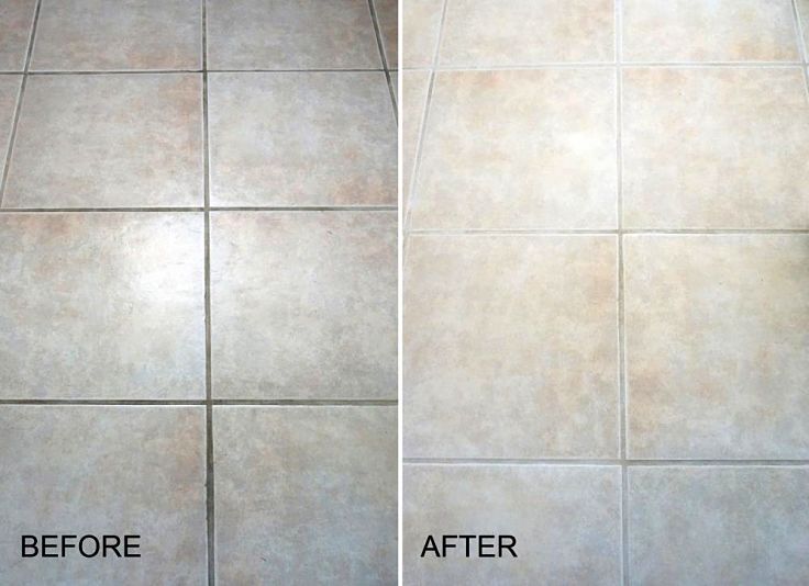 Before and After view showing how effective natural remedies can be for cleaning slate and other hard tiles